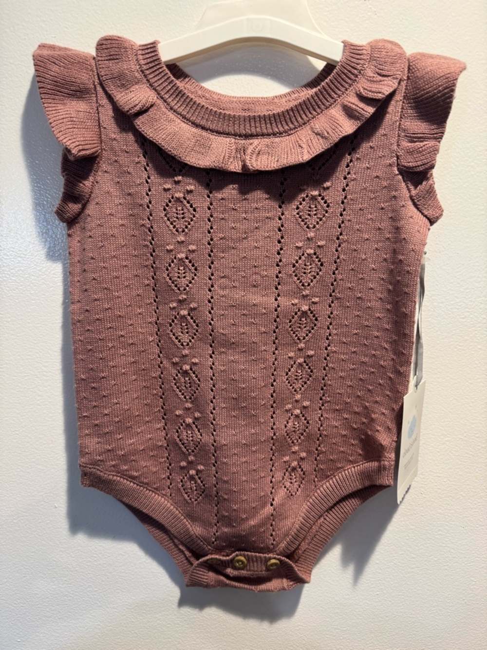 cloud island Mauve Knit Ruffle Shoulder One-Piece